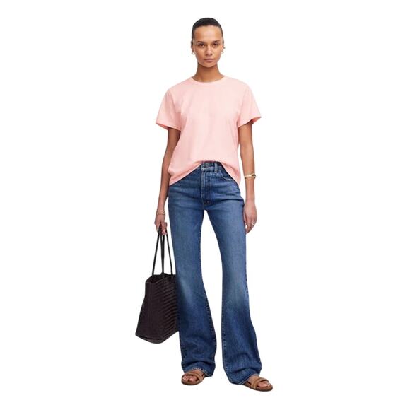 Madewell Whisper Cotton Crewneck Tee Pink XS NWT Classic Short Sleeve - Picture 4 of 9